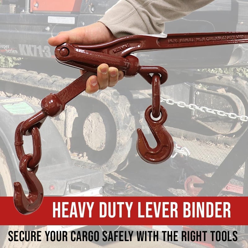 Boxer Heavy Duty Chain Lever Load Binder with Forged Grab Hooks, 5/16” – 3/8” - Chain Binder Tie Down - 19,800 LBS Breaking Strength - Image 2